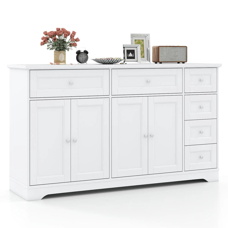 Buffet Sideboard 59" Modern Coffee Bar Station Console Table-White by DirectDeals
