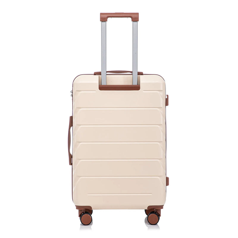 3-Piece ABS Spinner Wheel Luggage Set 20"/24"/28" Beige by HouseOfZazla