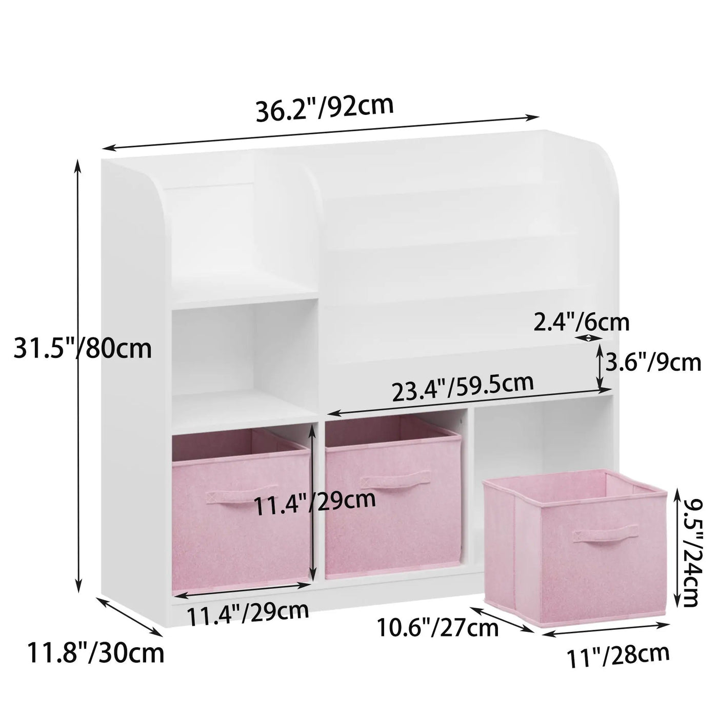 Bookcase And Bookshelf With 3 Collapsible Drawers, Multifunctional Display Stand by HouseOfZazla