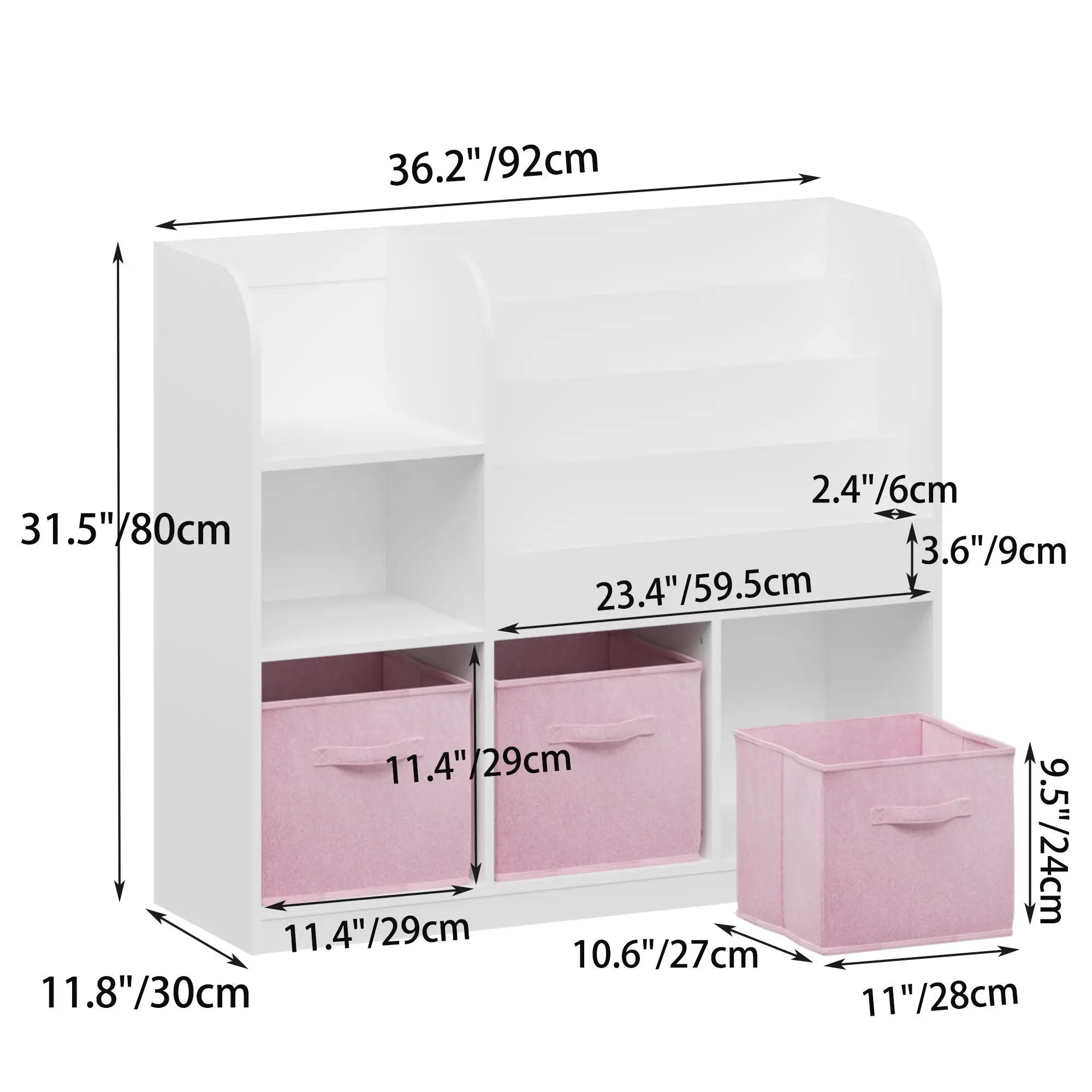 Bookcase And Bookshelf With 3 Collapsible Drawers, Multifunctional Display Stand by HouseOfZazla