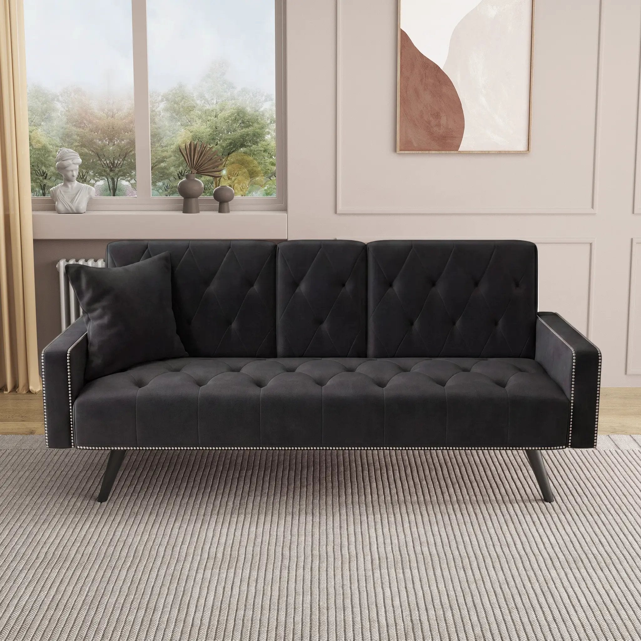 1730 Sofa Bed Armrest with Nail Head Trim by HouseOfZazla