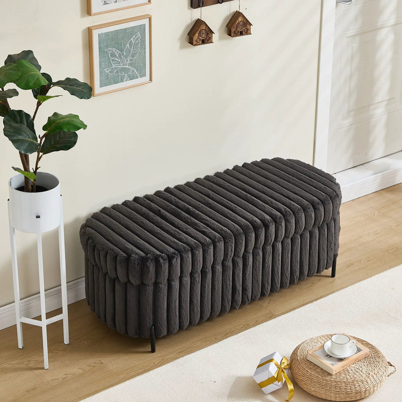 Flip Top Storage Bench With Metal Legs by Unique Piece Furniture