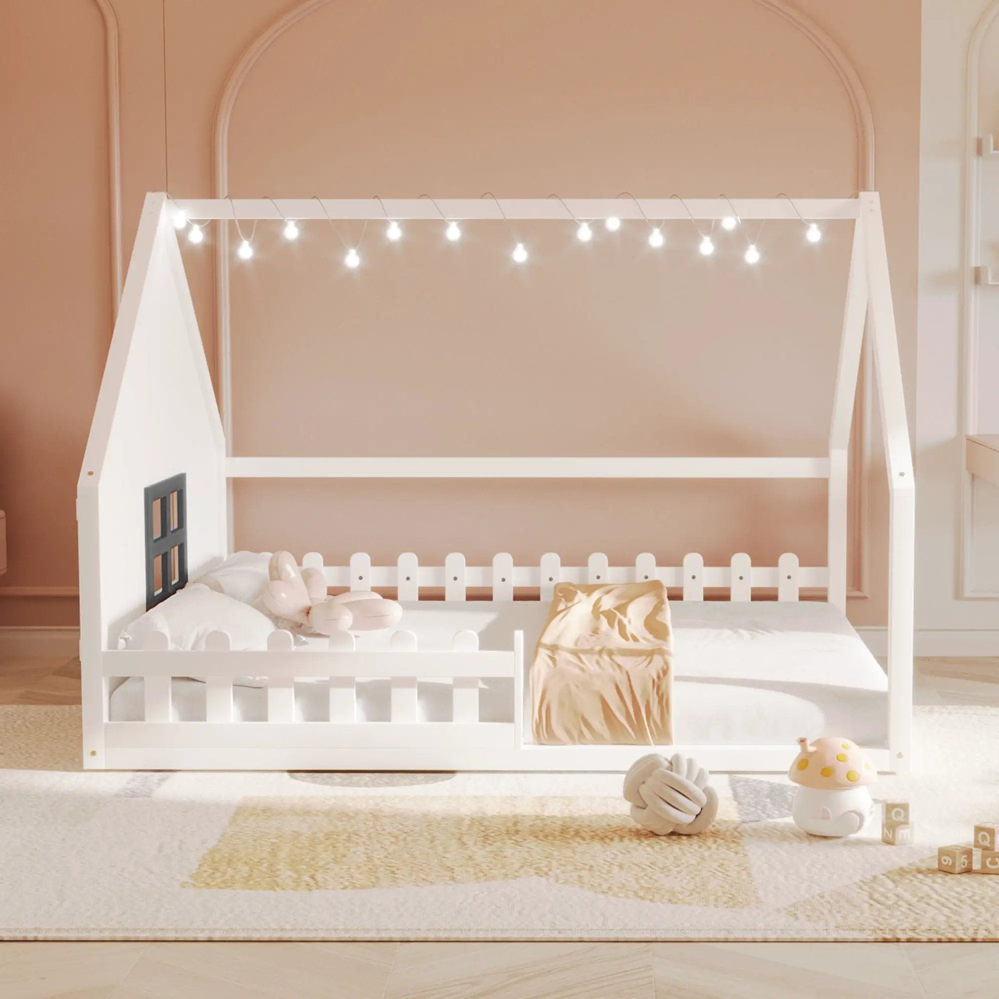 House Bed With Window And Fence by Unique Piece Furniture