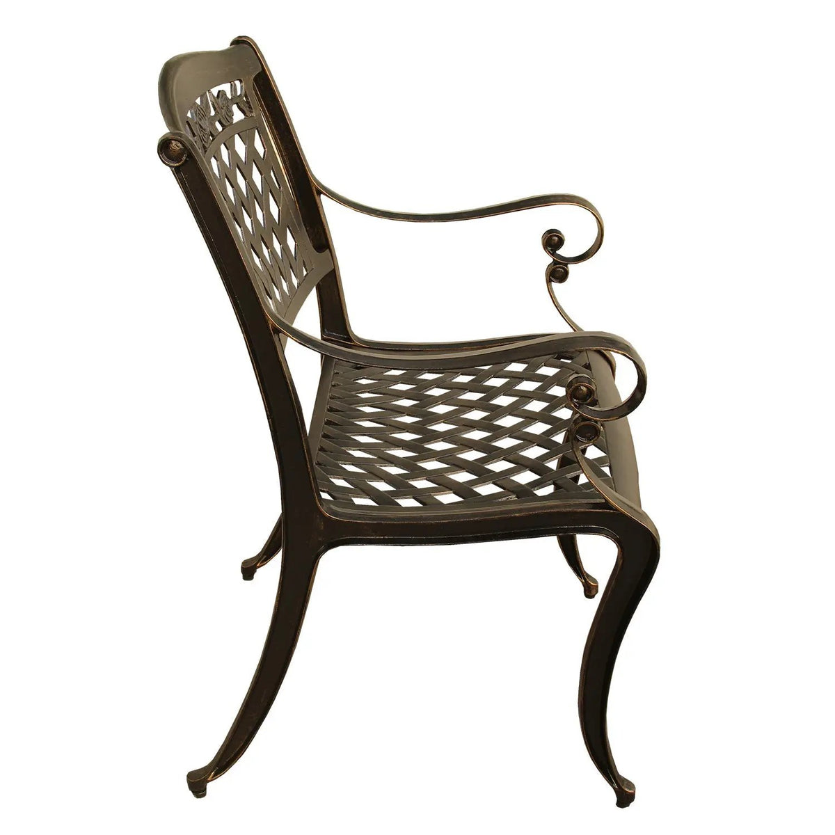Ornate Traditional Outdoor Cast Aluminum Rose Patio Dining Chair by Sharicks
