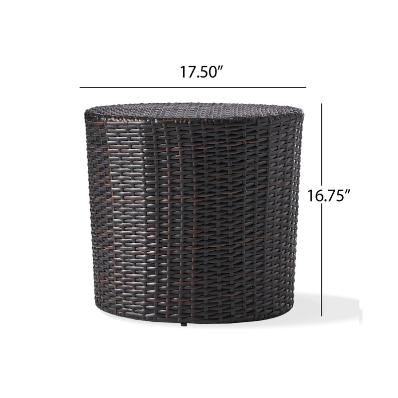 Kingstown RD Barrel Side Table, Outdoor Wicker End Table by HouseOfZazla
