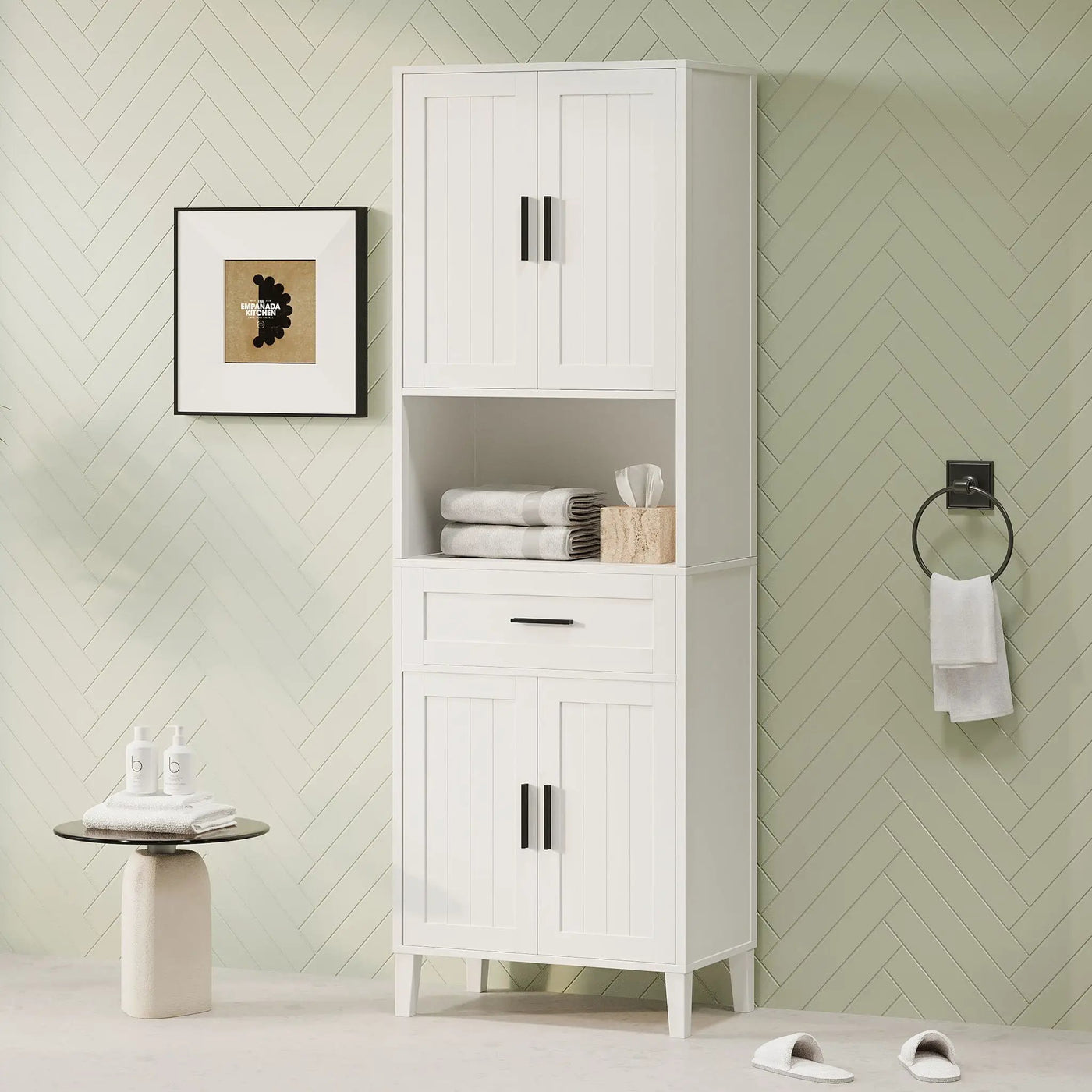 Freestanding Tall Bathroom Cabinet With Soft Close Doors And Adjustable Shelves by HouseOfZazla