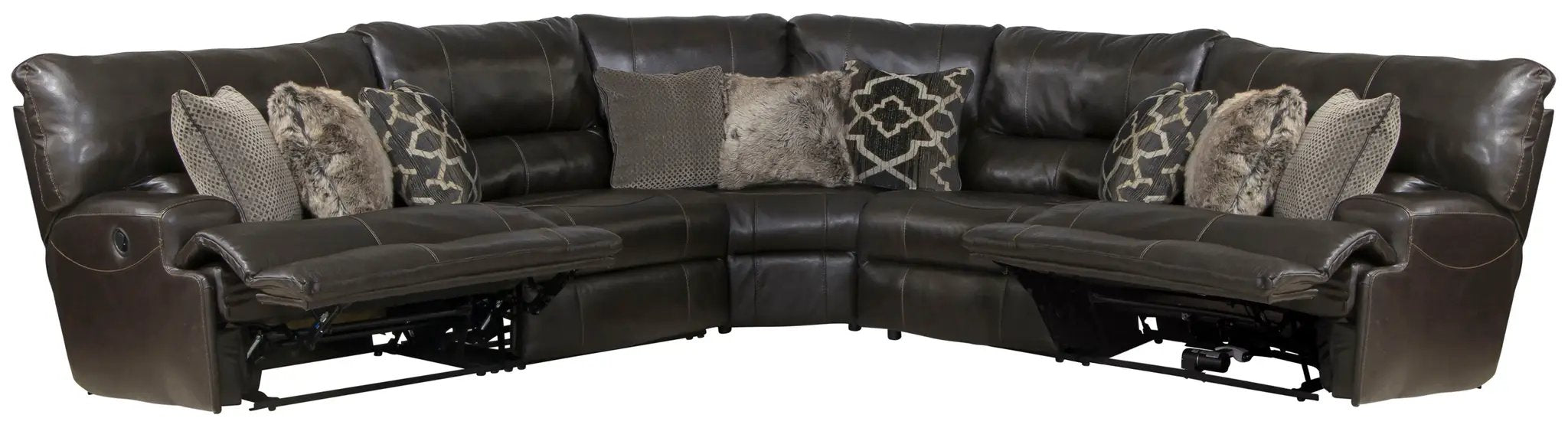 Como - 5 Piece Italian Leather Match Reclining Sectional by Unique Piece Furniture