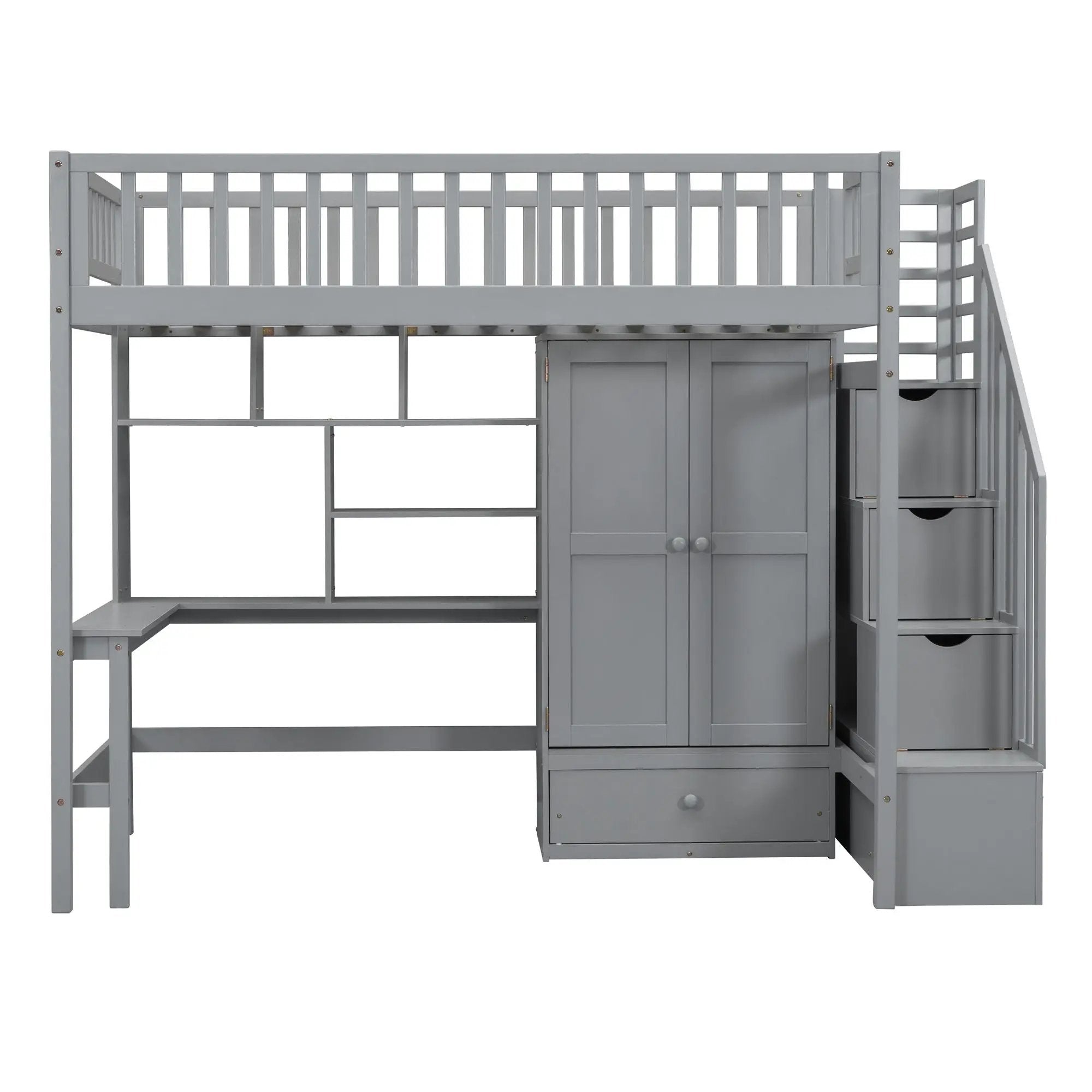 Loft Bed With Bookshelf, Drawers, Desk, And Wardrobe by HouseOfZazla