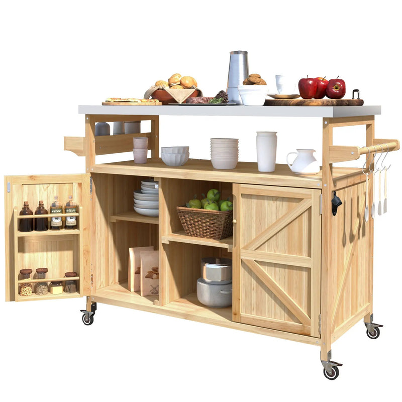K&K Outdoor Kitchen Island, Rolling Bar Cart & Storage Cabinet by HouseOfZazla