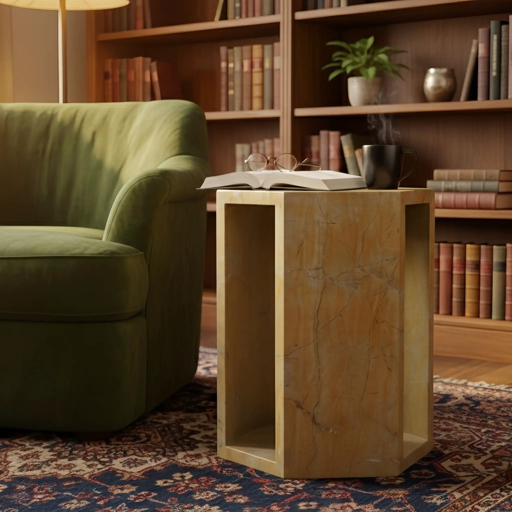 Modern Minimalist Hexagon Side Table by Unique Piece Furniture