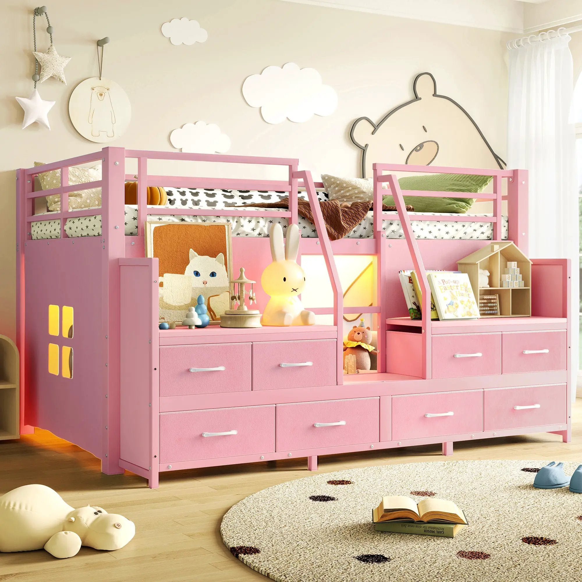 Twin Low Loft Bed with Multi-Storage Spaces by HouseOfZazla