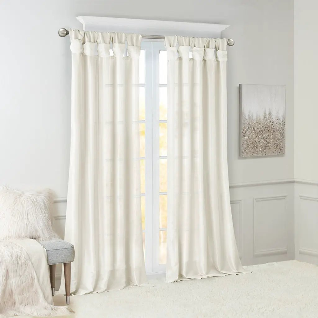 Twist Tab Lined Window Curtain Panel White 50x84 by HouseOfZazla