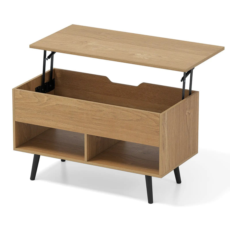 31.5 Inch Lift-Top Coffee Table with Hidden Storage and 2 Open Shelves by DirectDeals