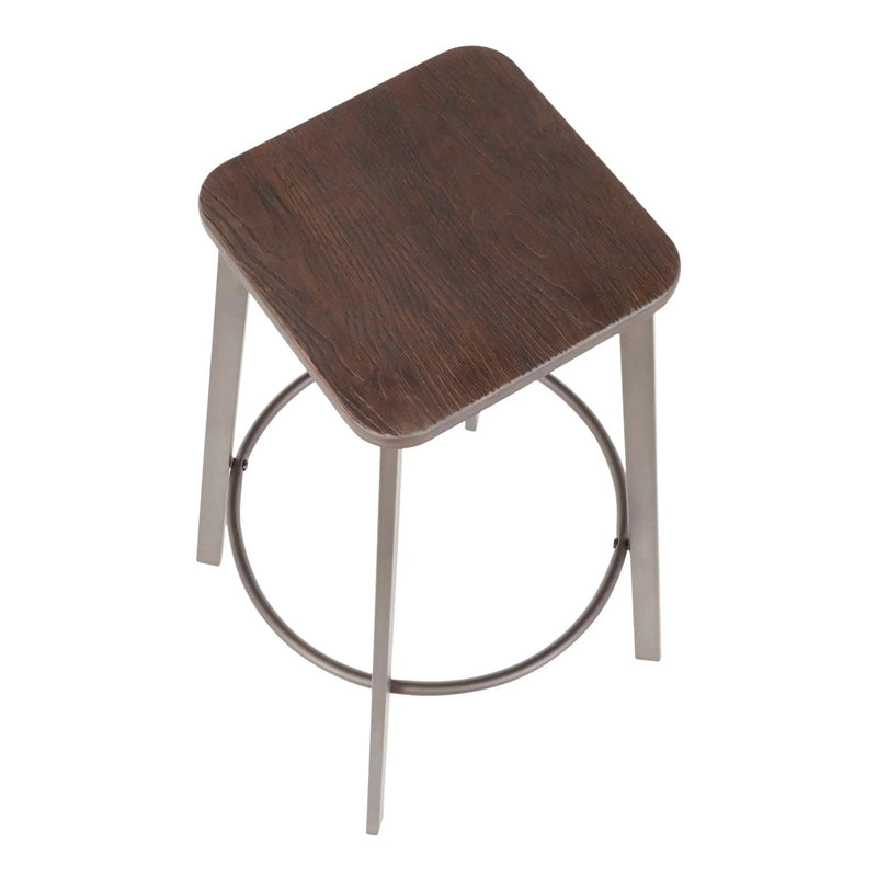 Clara - Industrial Square Barstool (Set of 2) - Espresso by Unique Piece Furniture