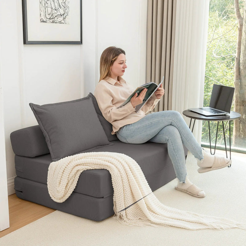 Foldable Sofa Bed Sleeper Lounge Chair with Pillow by HouseOfZazla