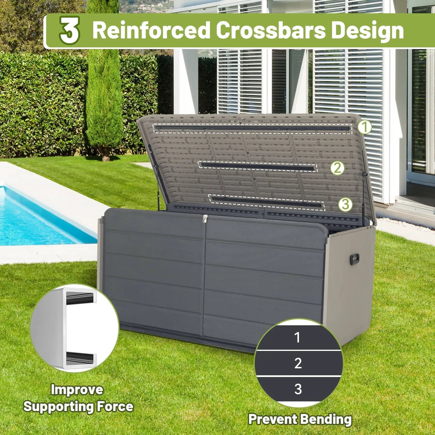 260 Gallon Plastic Deck Box with Lock and Wheels by HouseOfZazla