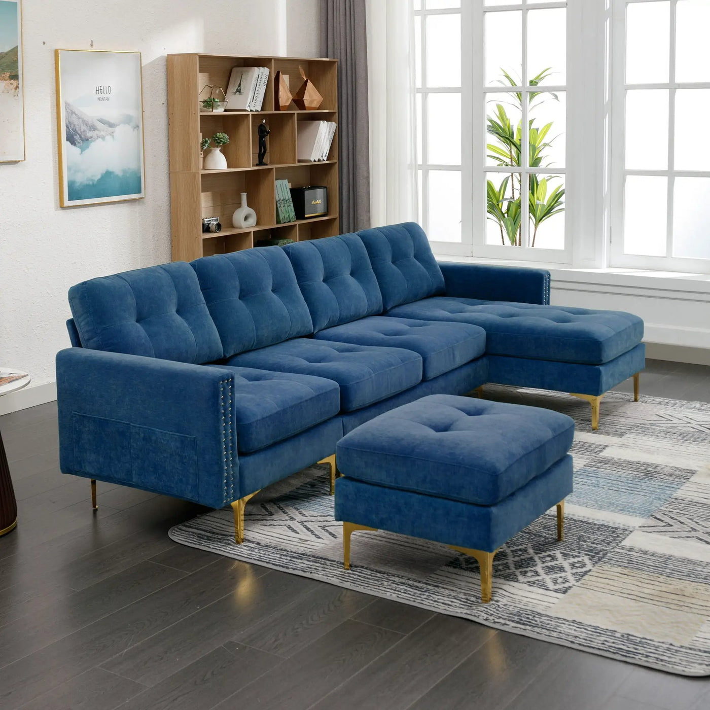 Modern L - Shape Convertible Sectional Sofa With Movable Ottoman by Unique Piece Furniture