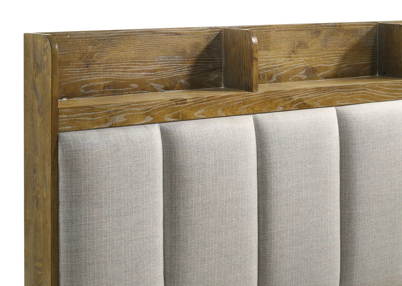 Henderson 57-inch Eastern King Bookcase Panel Bed Medium Oak by Unique Piece Furniture
