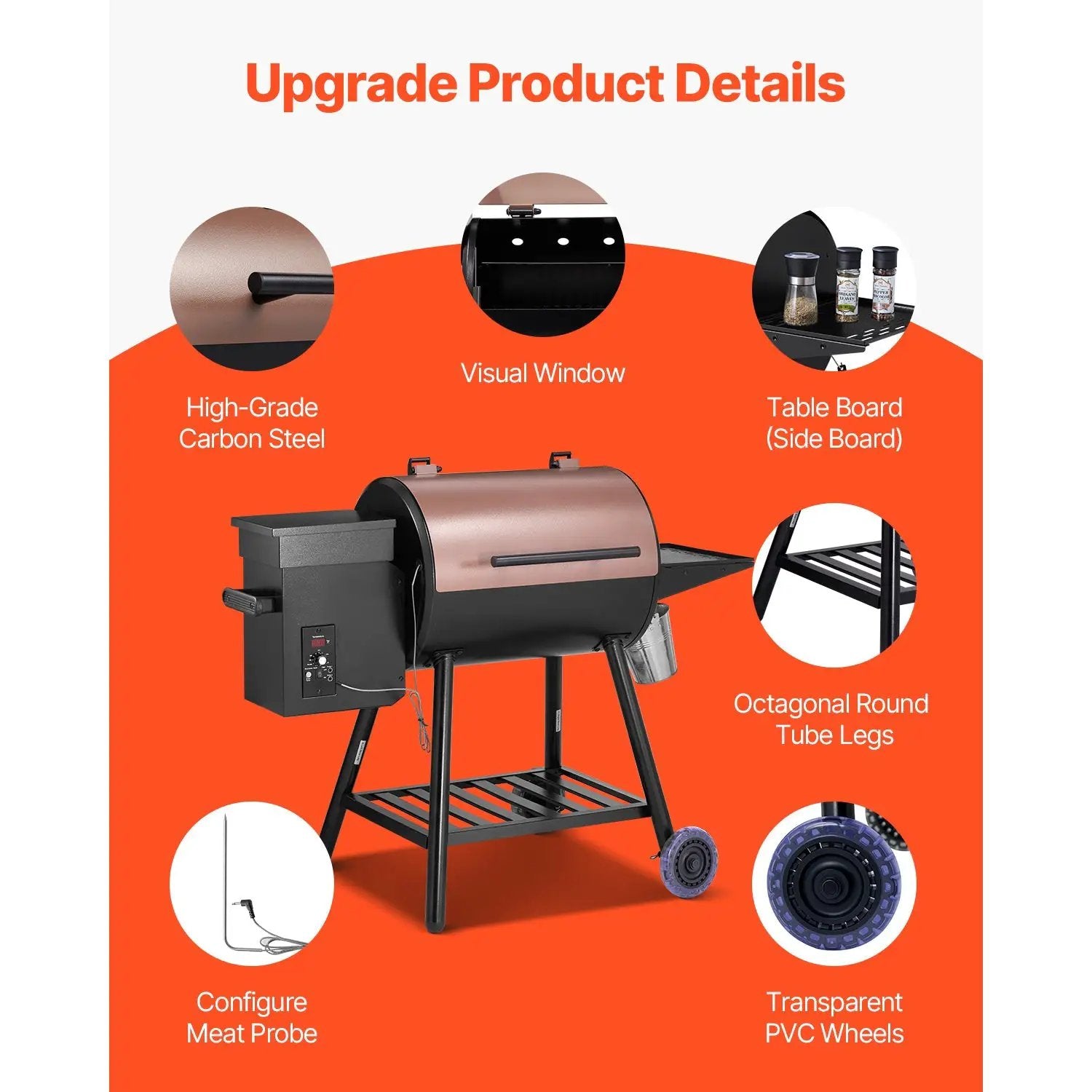 Wood Pellet Grill Smoker Outdoor Electric BBQ Grills 456 Sq.in Cook Area by HouseOfZazla