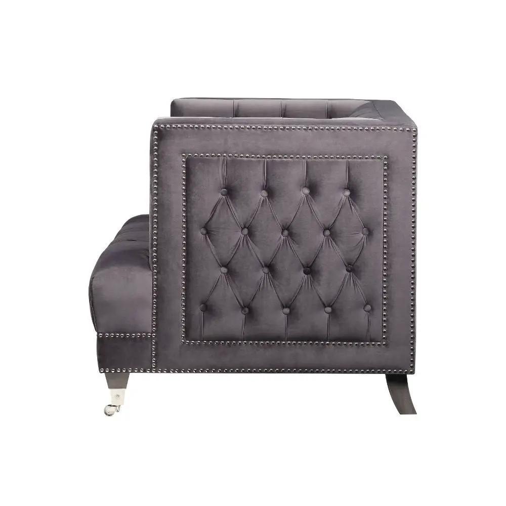 Hegio - Loveseat With 2 Pillows - Gray Velvet by Unique Piece Furniture