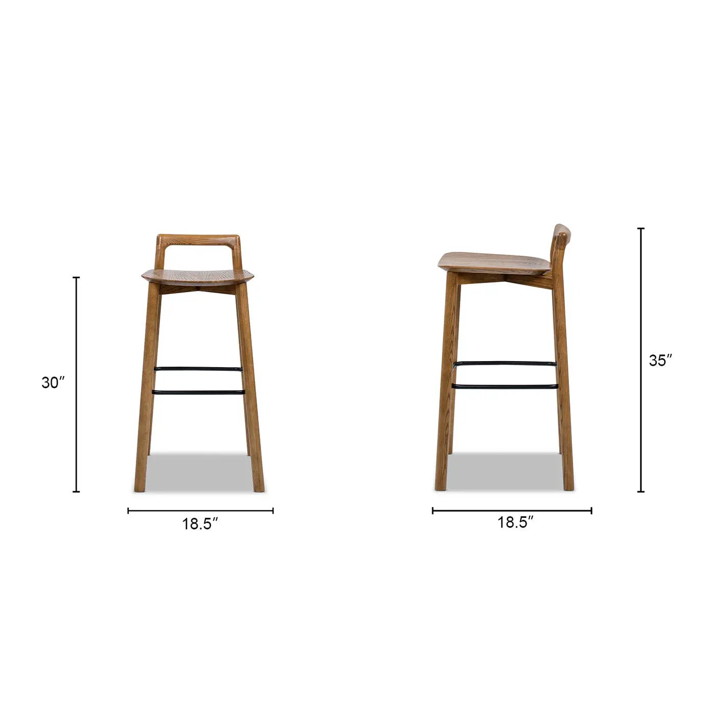 Sven 30" Modern Minimalist Low Back Wood Barstool by HouseOfZazla