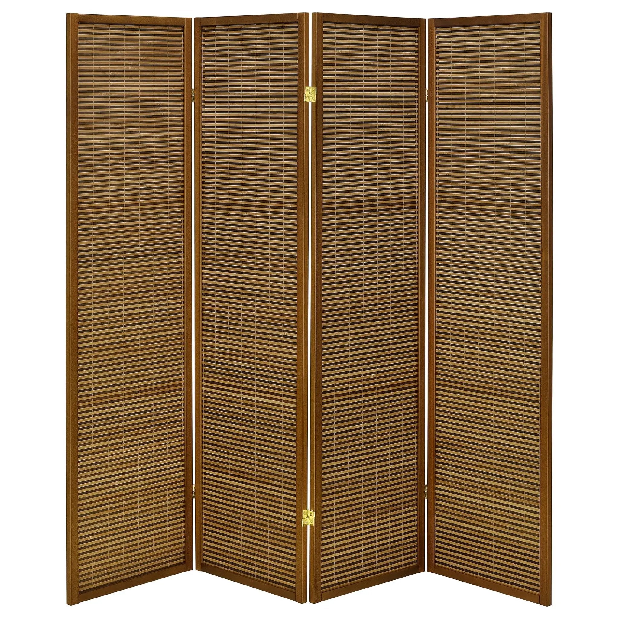 Browning 4-panel Bamboo Room Divider Folding Screen Walnut by Unique Piece Furniture
