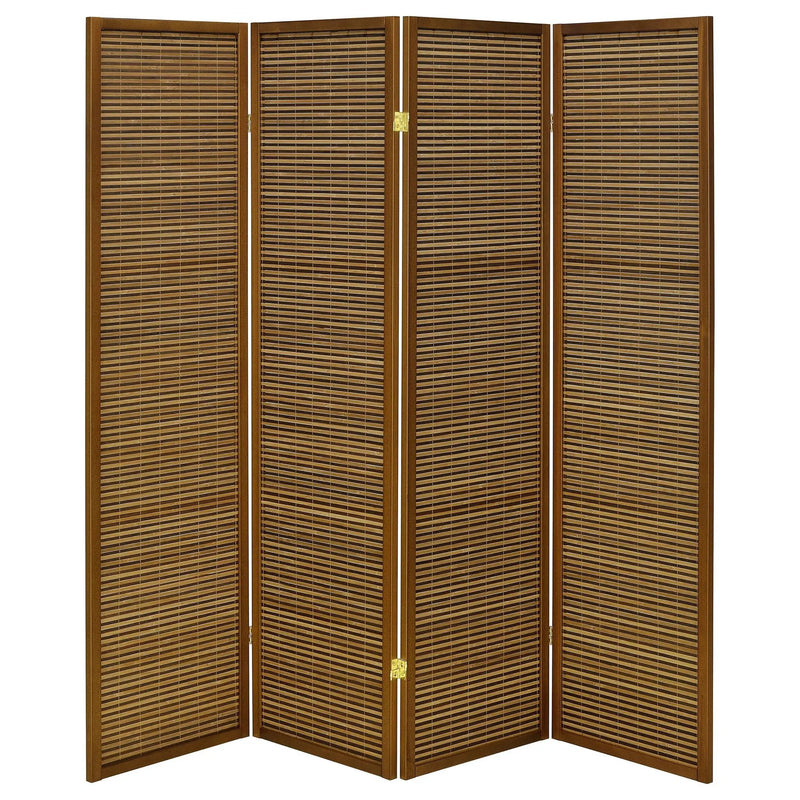 Browning 4-panel Bamboo Room Divider Folding Screen Walnut by Unique Piece Furniture