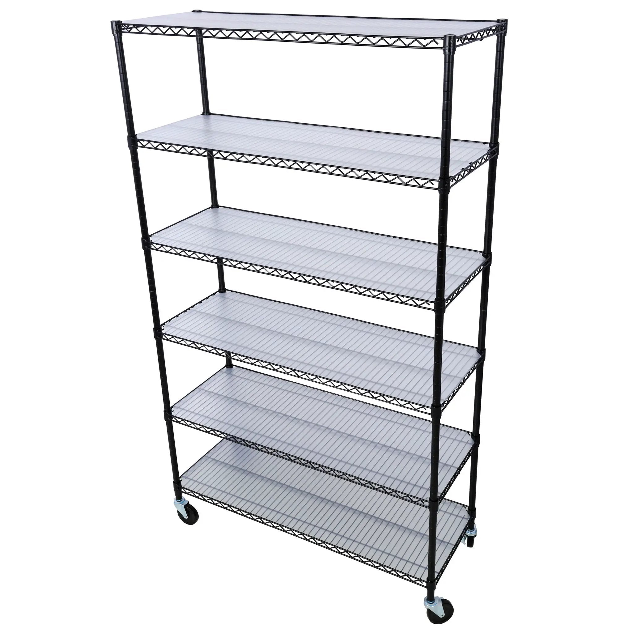 6 Tier 6000Lbs Capacity Nsf Metal Shelf Wire Shelving Unit, Heavy Duty Adjustable Storage Rack With Wheels & Shelf Liners For Commercial Grade Utility Steel Storage Rack by Unique Piece Furniture