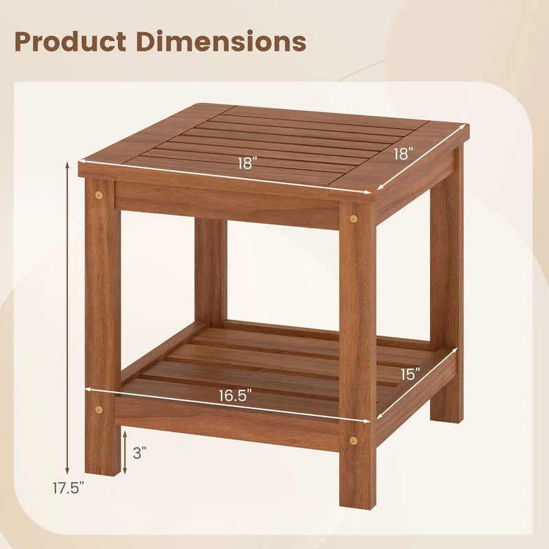 2-Tier Outdoor Side Table with Storage Shelf for Patio by DirectDeals