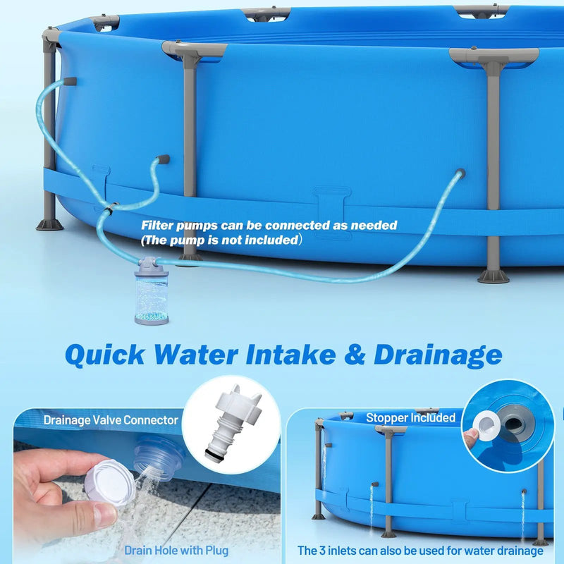 690/978/1158/1617 Gal Outdoor Family Swimming Pool with Metal Frame by DirectDeals