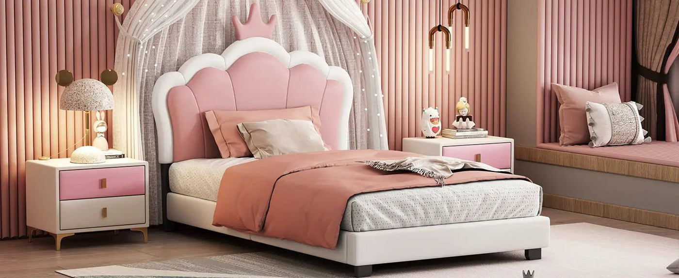 Upholstered Princess Platform Bed With Crown Headboard by HouseOfZazla