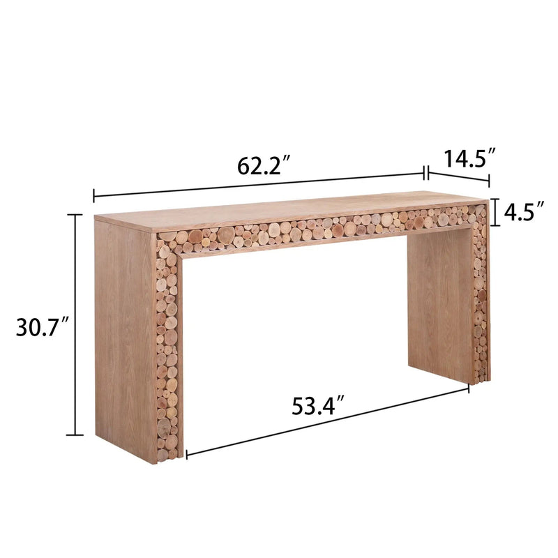 Rustic Wood Console Table With Natural Log Accents, Entryway Table, Narrow Sofa Table, Hallway Accent Table, Modern Farmhouse Style - Natural by Unique Piece Furniture