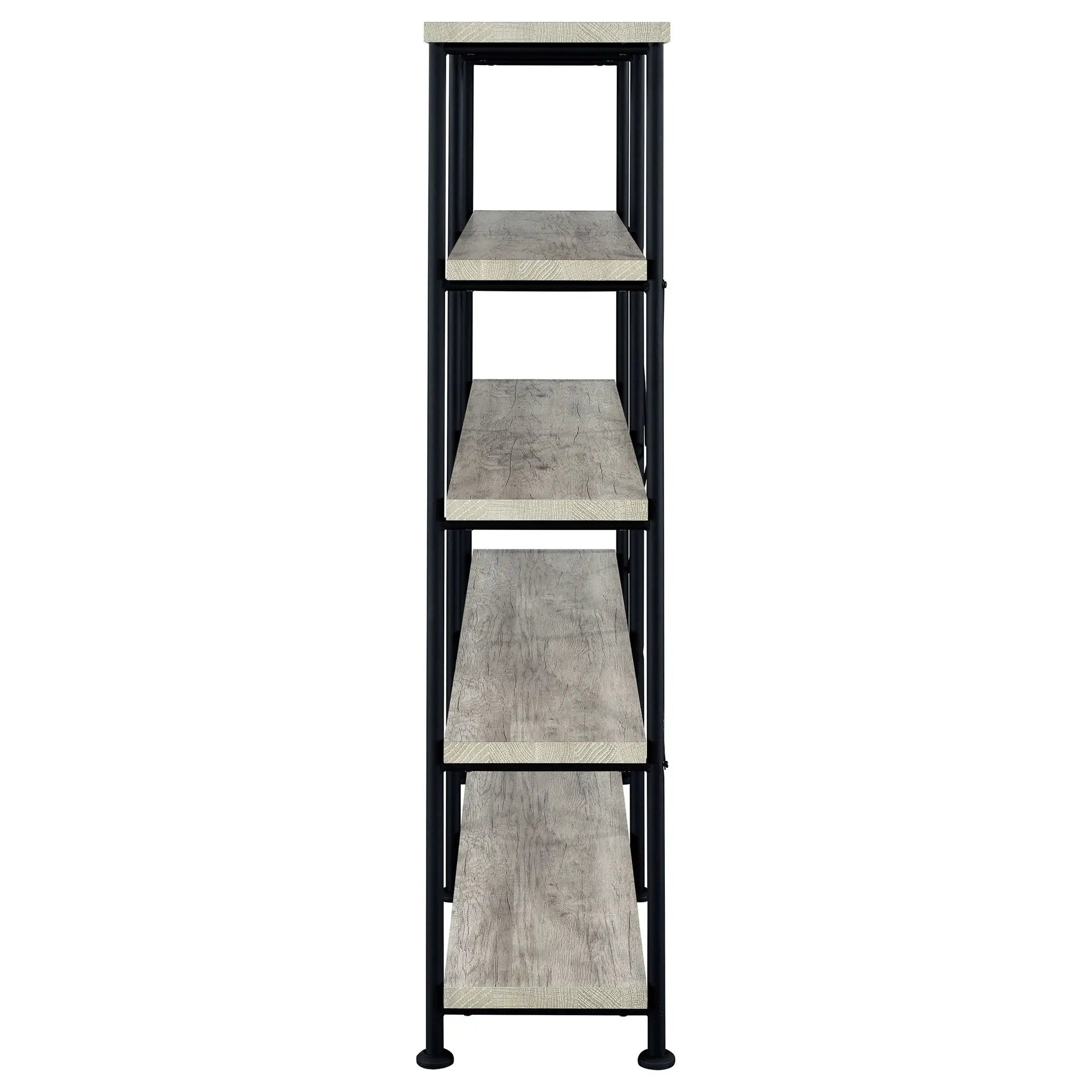 Analiese 63-inch 4-shelf Double Bookshelf Grey Driftwood by Unique Piece Furniture