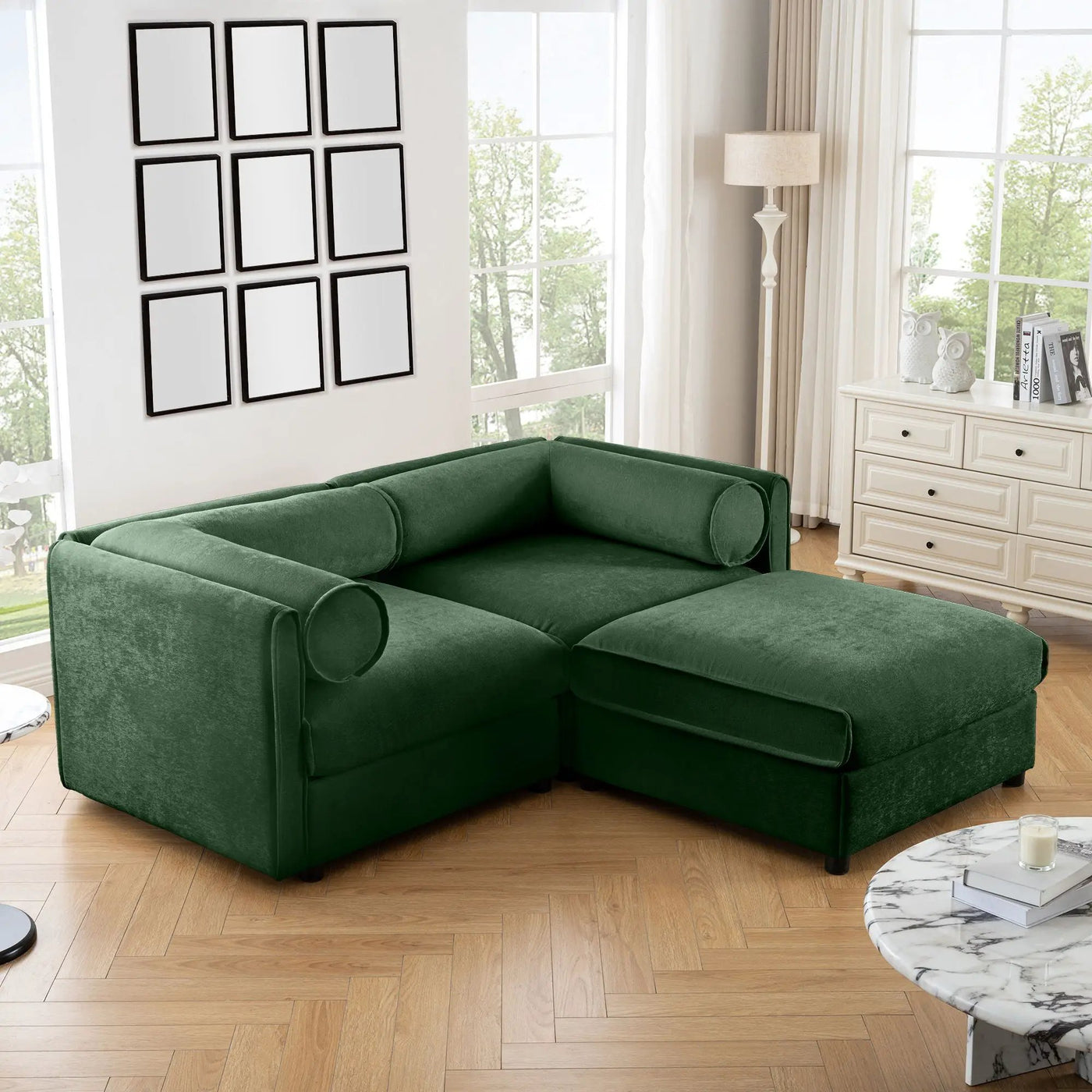 Contemporary Elegant Sofa With Storage And Ottoman by Unique Piece Furniture