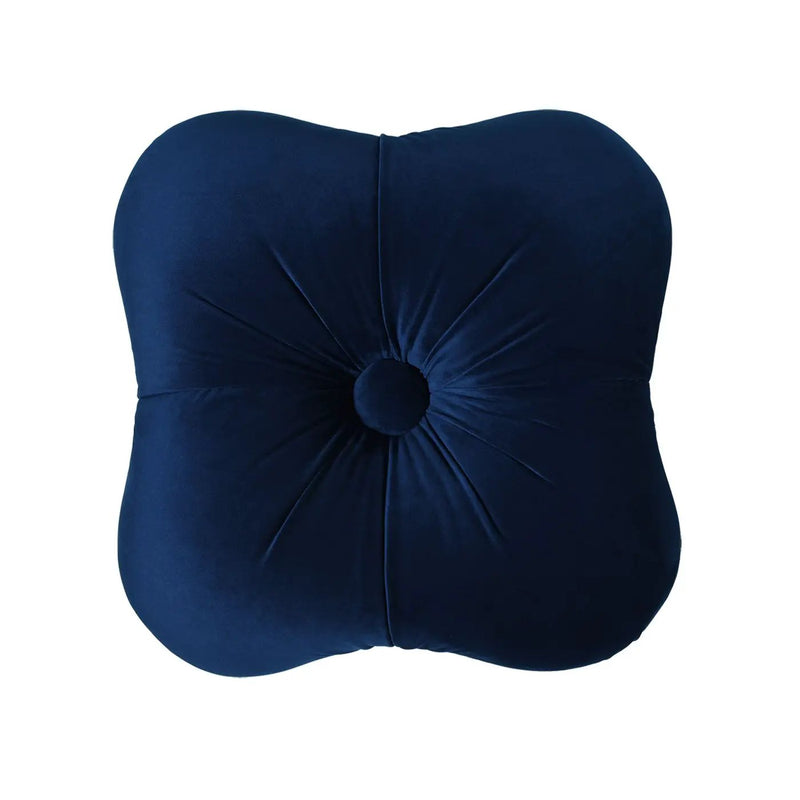 Ellen - Upholstered Clover Ottoman With Gold Bullion Fringe - Navy Blue by HouseOfZazla