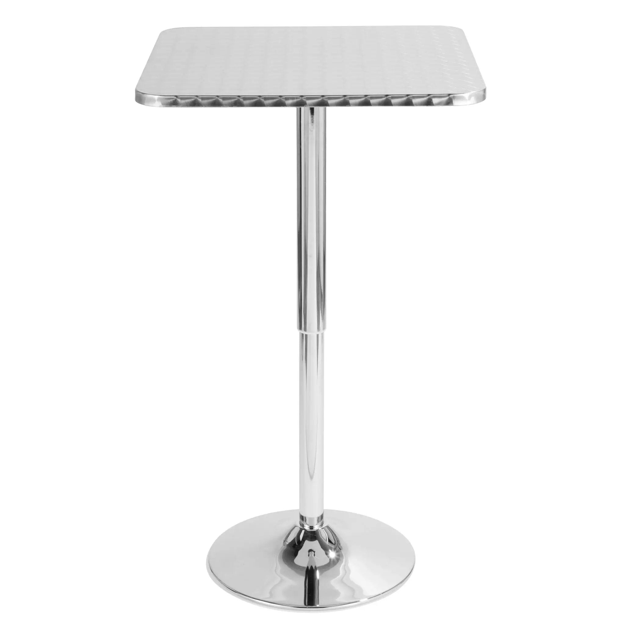 Bistro - Contemporary Adjustable Square Bar Table - Silver by Unique Piece Furniture