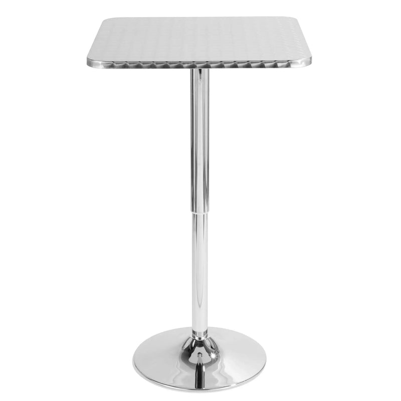 Bistro - Contemporary Adjustable Square Bar Table - Silver by Unique Piece Furniture