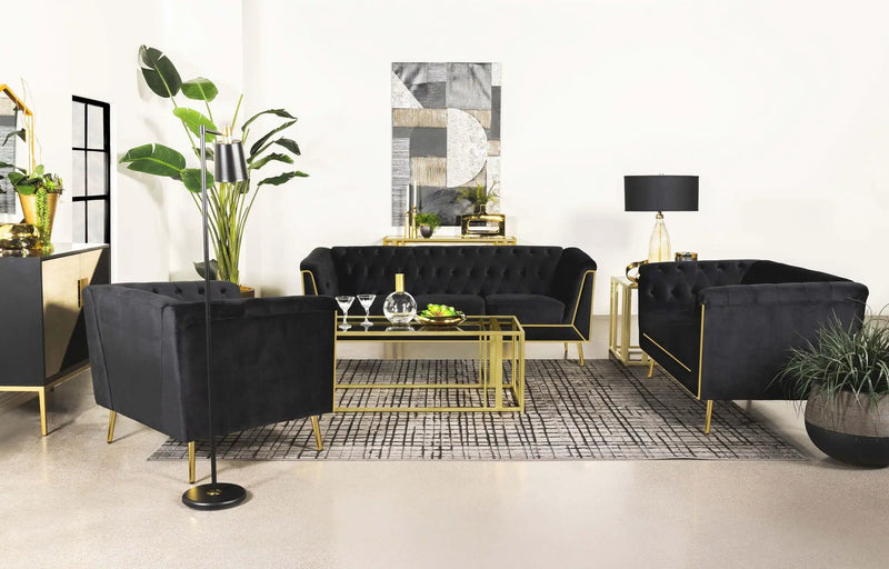 Adri Rectangular Glass Top Coffee Table Matte Brass by Unique Piece Furniture