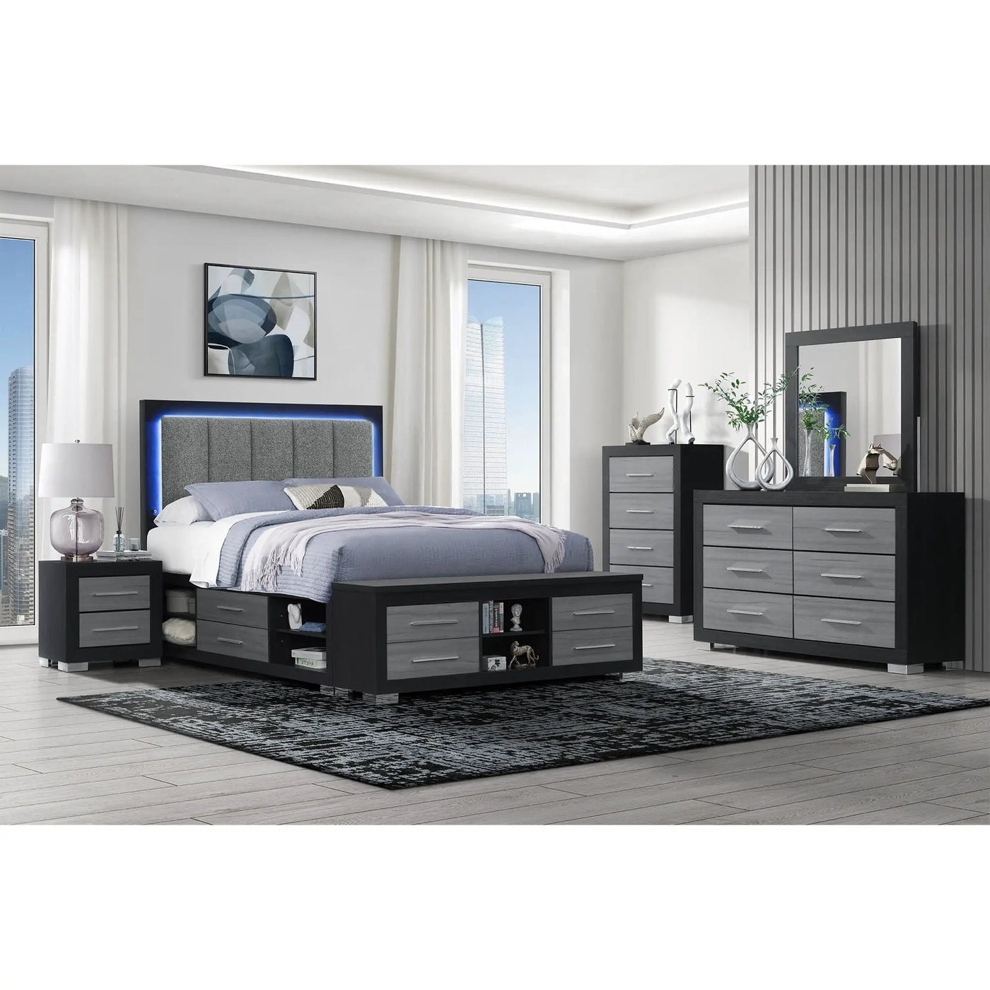 Elsa - 2 Toned Nightstand With Bar Handle And Spacious Drawers by HouseOfZazla