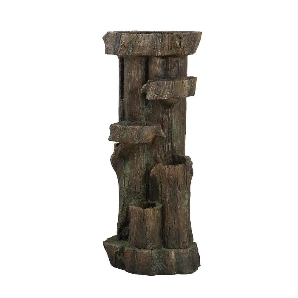 Rustic Decorative Tree Trunk 5 Tier Water Fountain, With Light And Pump, For Indoor And Outdoor - Brown by HouseOfZazla