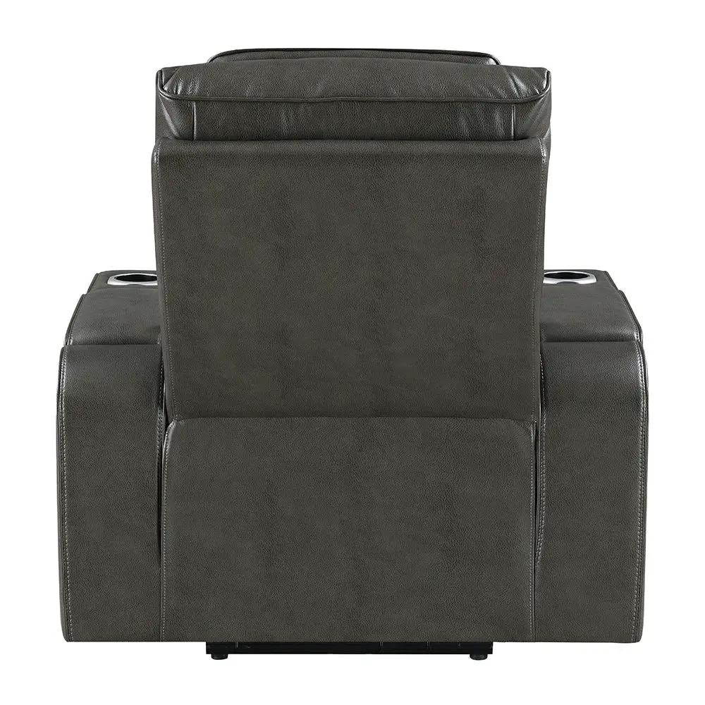 Taddeo - Power Motion Recliner With Power Headrest, USB, Wireless Charger & LED - Dark Gray by Unique Piece Furniture