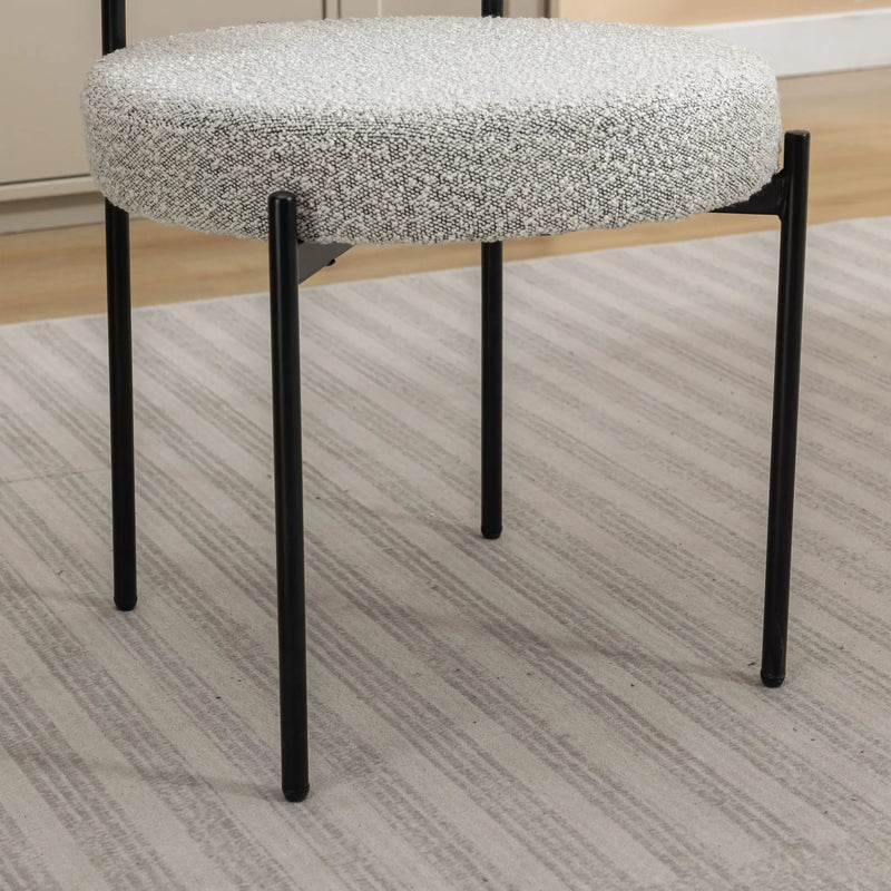 Burbank - Modern Round Boucle Dining Chairs (Set of 2) - Black / White by HouseOfZazla