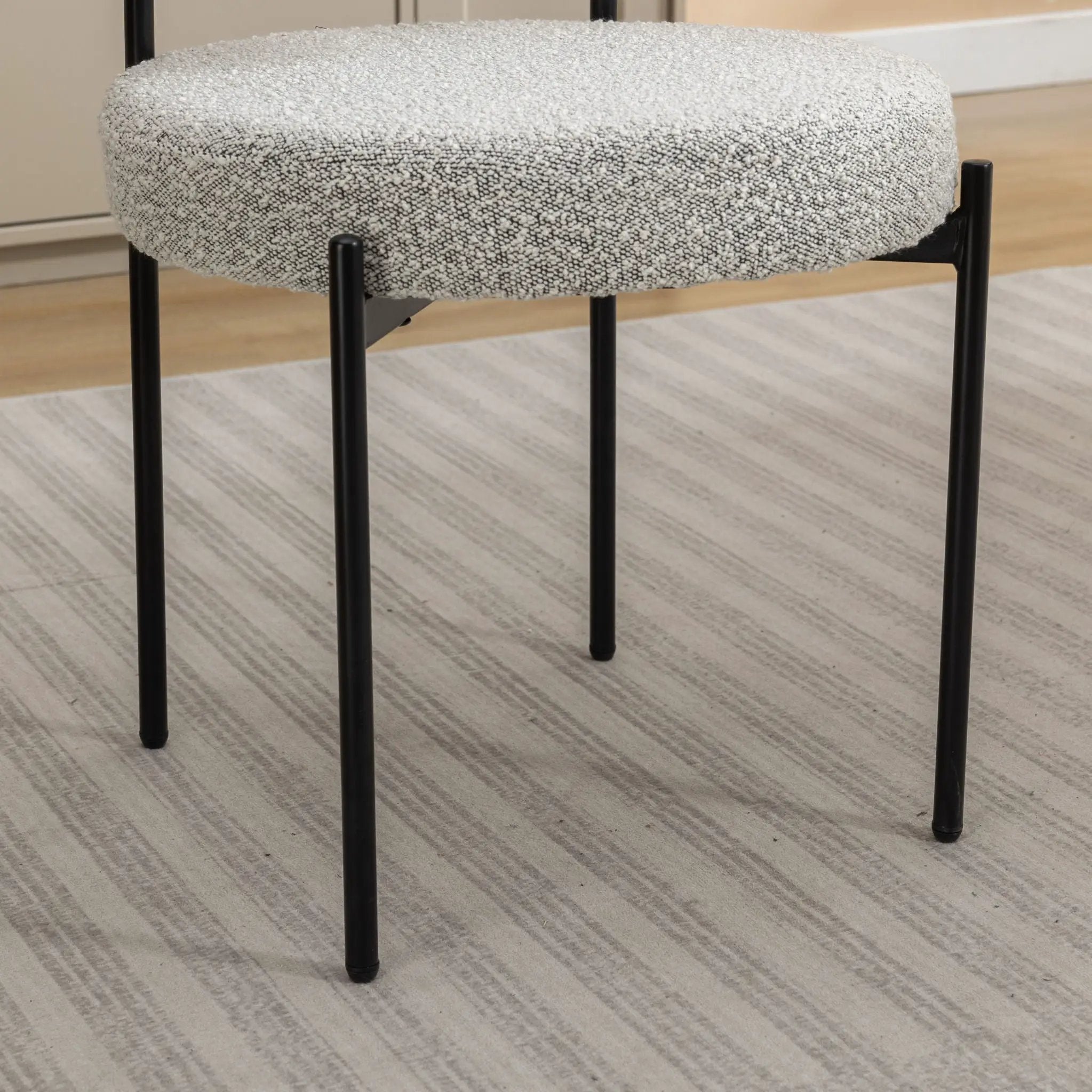 Burbank - Modern Round Boucle Dining Chairs (Set of 2) - Black / White by Unique Piece Furniture