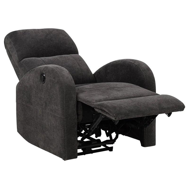 Grant Fabric Upholstered Power Recliner Chair Charcoal Grey by Unique Piece Furniture