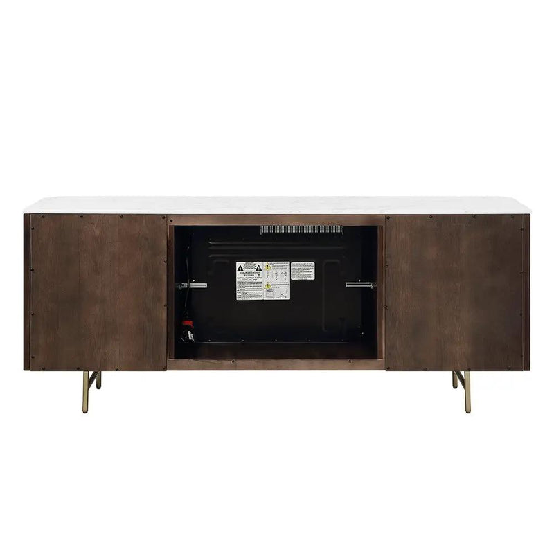 Clayten - Server With Marble Top & Fireplace - White & Espresso by Unique Piece Furniture