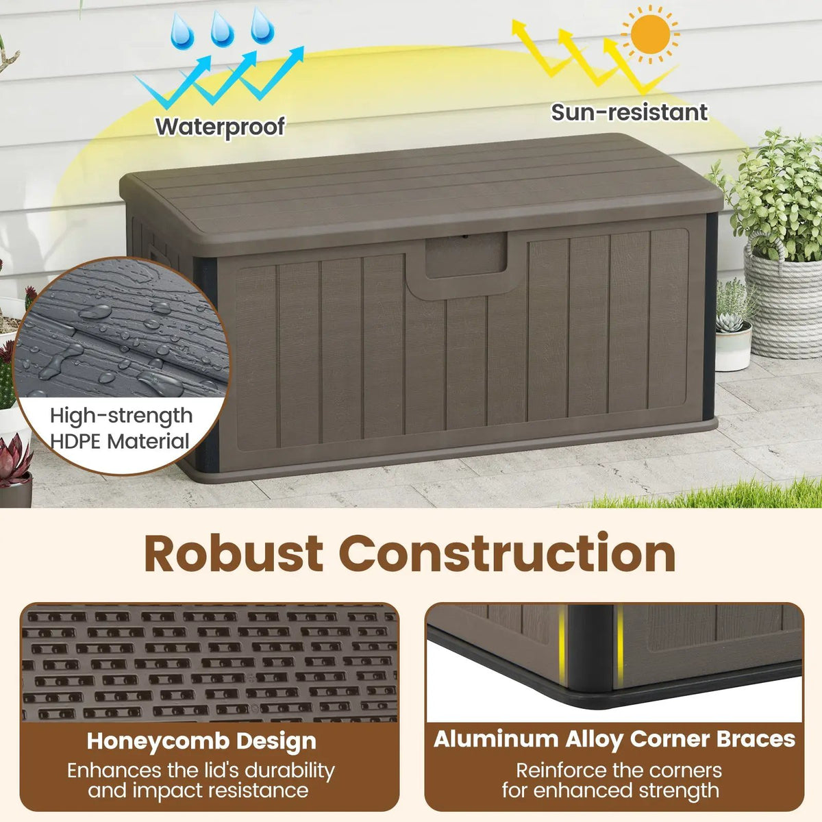 100 Gallon Large Deck Box with Lockable Lid for Patio, photo 23 of 32