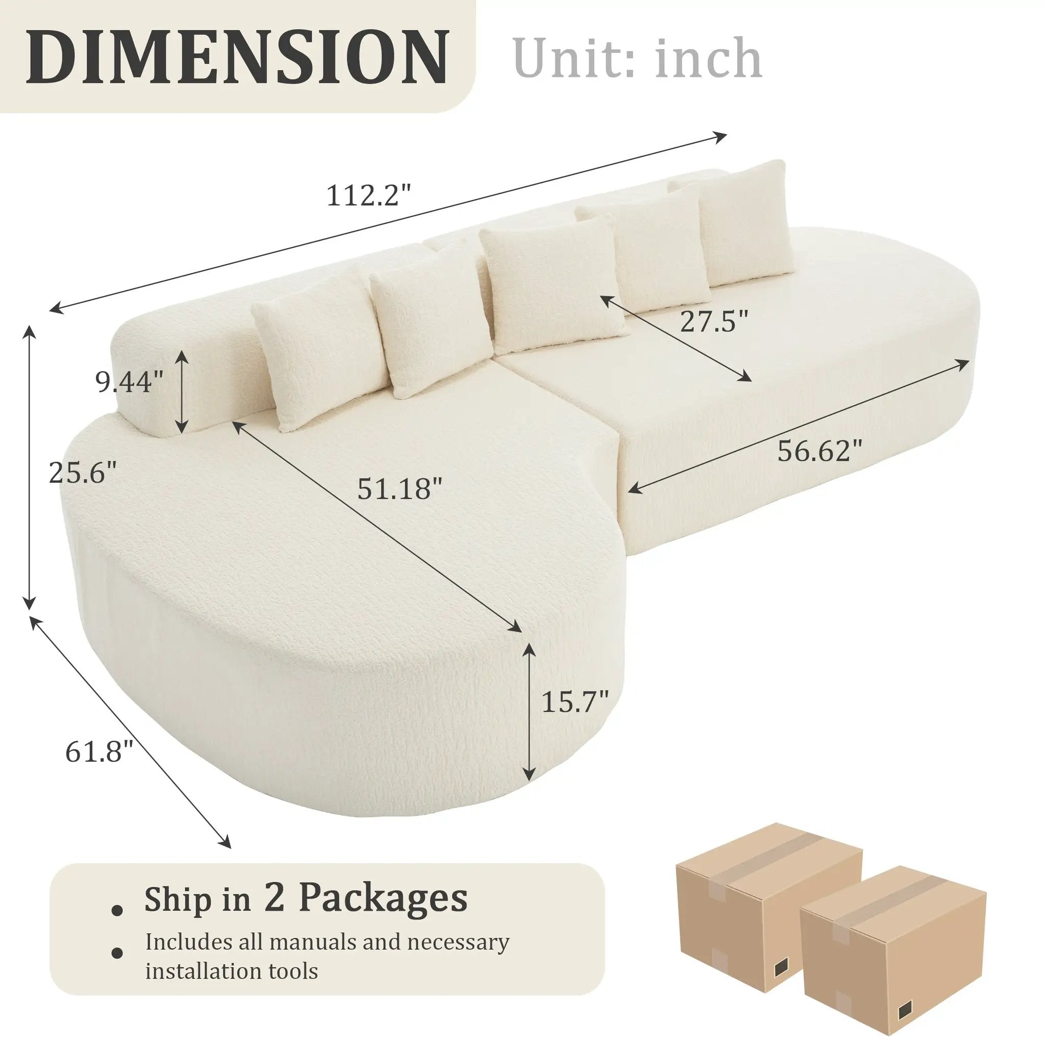 Boneless Couches for Living Room - White by HouseOfZazla