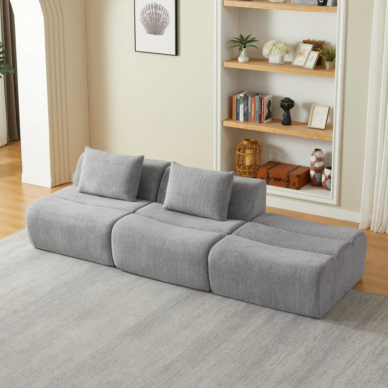 Oversized 3 Seater Compressed Sofa with Chenille Fabric by HouseOfZazla