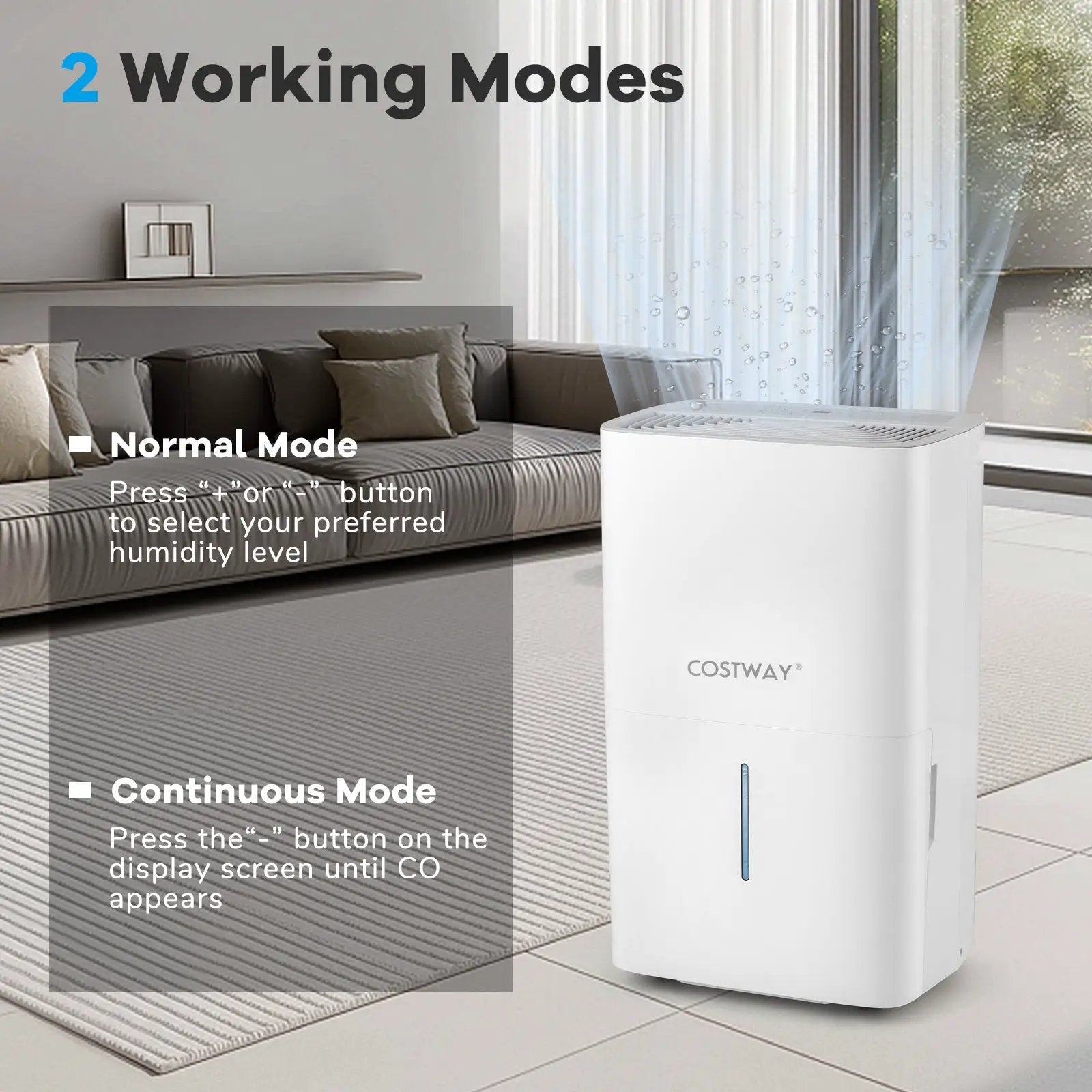 65 Pints Dehumidifier with 24H Timer and LED Display-White by DirectDeals