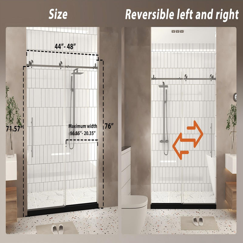 Frameless Shower Door, Smooth Sliding Tracks by HouseOfZazla